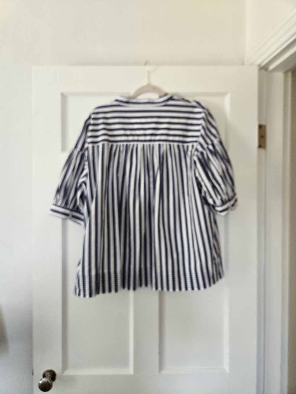Striped Blue & White Peasant Top - Picture 4 of 12